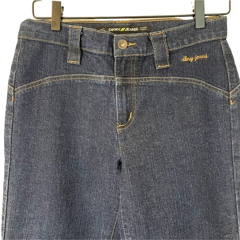 DKNY Vintage 80's look straight dark wash jeans with gold seams and no p… - Picture 4 of 10